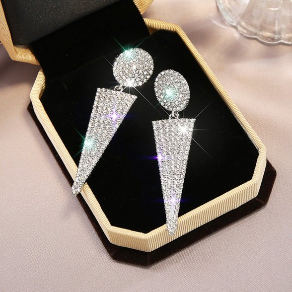 Full Rhinestone Crystal Earrings - Picture 4 of 6